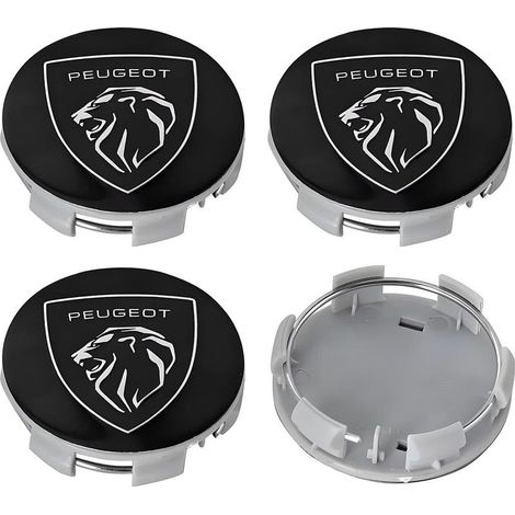 4 pièces Cache Moyeux, pour Peugeot 207 307 407 308 607 508 3008 2008 (60mm) Centre de Jante Capuchons Moyeu Roue Bouchon Enjoliveur Voiture Accessoires décoration (1/5)