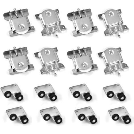8Paires de Roulette Porte Coulissante Placard, Roues de Garde-robe Coulissantes Roulette Placard Coulissant Roulette Coulissant Armoire pour Placard, Vitrines, Remplacement Porte Rouleau (1/5)