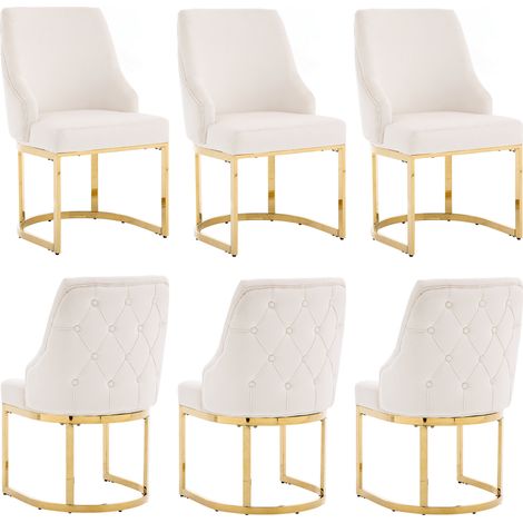 Set 4 sedie da pranzo in velluto beige oro OKMYHOME (1/2)