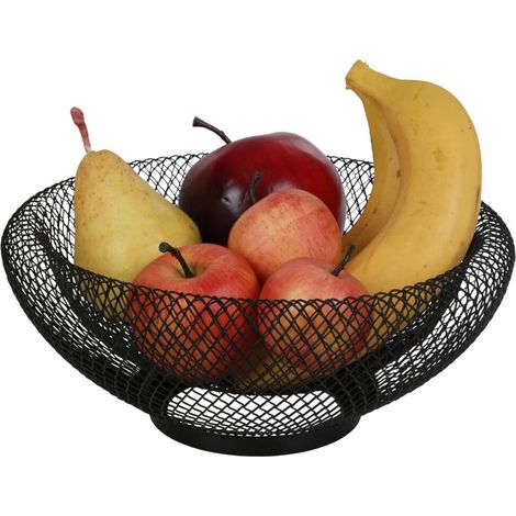 8x Metall Obstkorb 25x10 cm Schwarz Schale Früchteschüssel Gemüse Aufbewahrung (1/2)
