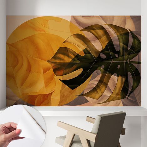 Papier peint autocollant adhésif avec imprimé motifs uniques apparence moderne Feuilles abstraites 104x70 cm (1/5)