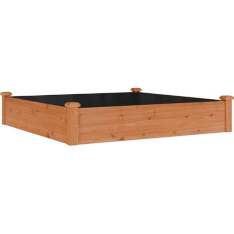 Vassoio per fioriera aiuola rialzata piante fiori terrazza giardino rivestimento giardino 120 x 120 x 25 cm legno massello abete marrone 020039832