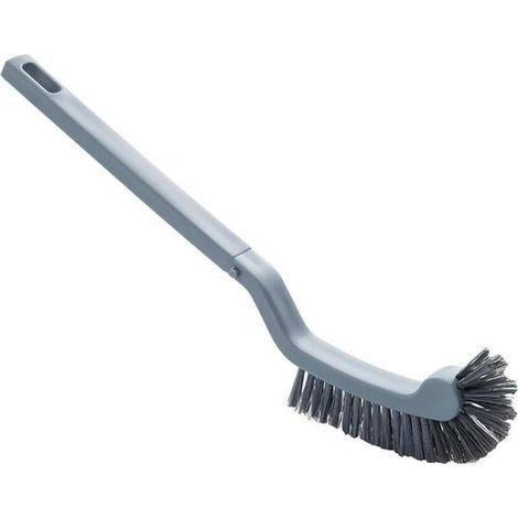 Curved plastic toilet brush, long handle, sturdy, for decontamination and cleaning, toilet accessory - Grey (1/5)