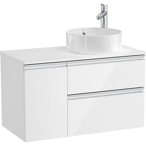 Mueble base de 2 cajones para lavabo de sobre encimera THE GAP - ROCA Medidas: 900x460x537 mm - Posición del lavabo: Derecha
