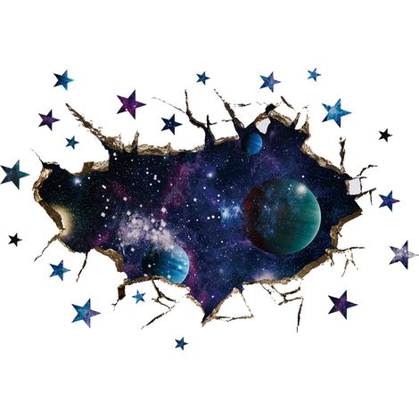 Autocollant mural 3D étoiles et univers, déco salon et chambre à coucher (1/5)