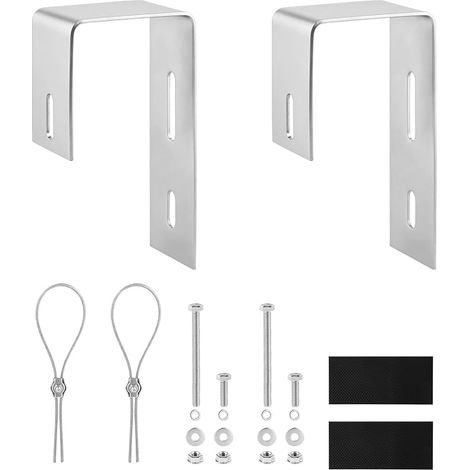 Set of 2 Balcony Brackets for Solar Modules Angular Hooks 304 Stainless Steel Mounting for Balcony Photovoltaic Modules with Mounting Accessories (Silver) (1/5)