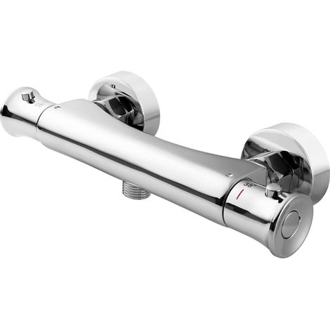 ZOLGINAH Mezclador termostático de ducha, Grifo termostático de ducha con botón de seguridad de 38°C, Mezclador termostático de baño-Termostato para ducha, Latón/Cromo (1/5)