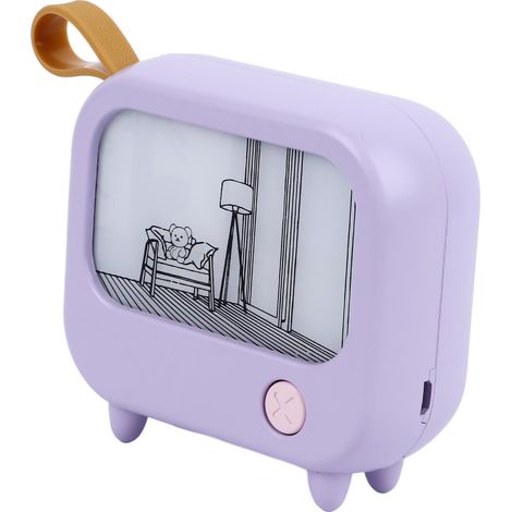 Veilleuse lumineuse en forme de téléviseur, 2 modes d'éclairage, rechargeable par USB, lampe de chevet portable, décoration pour chambre à coucher, violette (1/5)