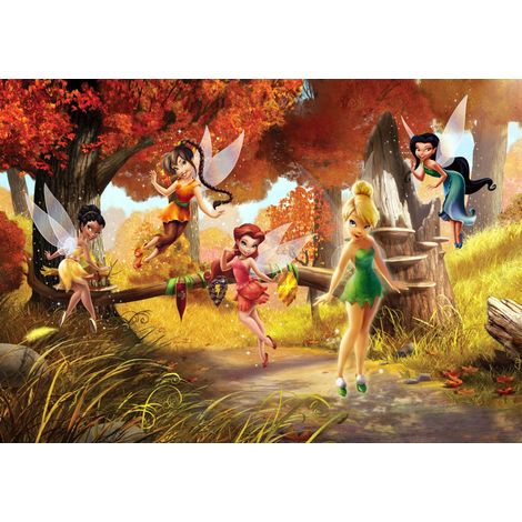 papier peint panoramique Fées orange, jaune et vert  - Disney (1/5)