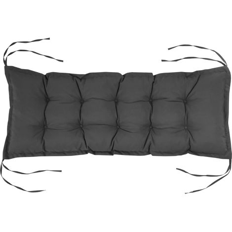 Gartenbankkissen mit Bändern und dicker Polsterung, 100 x 40 cm, Dunkelgrau