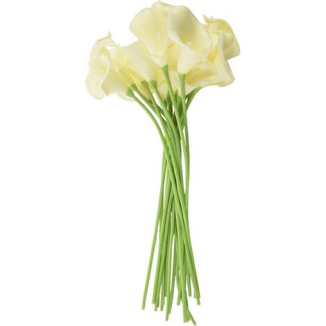 Bouquet de 18 fleurs de lys calla artificielles à tige longue unique, décoration intérieure réaliste, couleur crème. (1/5)