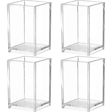 Lot de 4 boîtes de rangement multifonctions pour stylos et pinceaux, idéales pour la papeterie.-10x6.5cm-Transparent Color