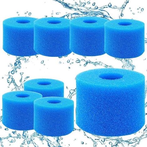 8 Filtres de Piscine en Mousse, Éponge Filtrante de Piscine pour Réutilisable Cartouche de Filtre en Mousse, Éponge Filtrante pour (1/4)