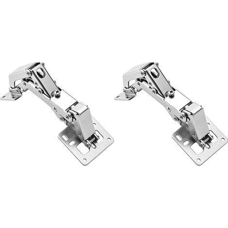 Lot de 2 charnières grand‑angle 170° hydrauliques à fermeture douce, sans coupelle, pour porte armoire cuisine placard, vis de fixation incluses (1/5)