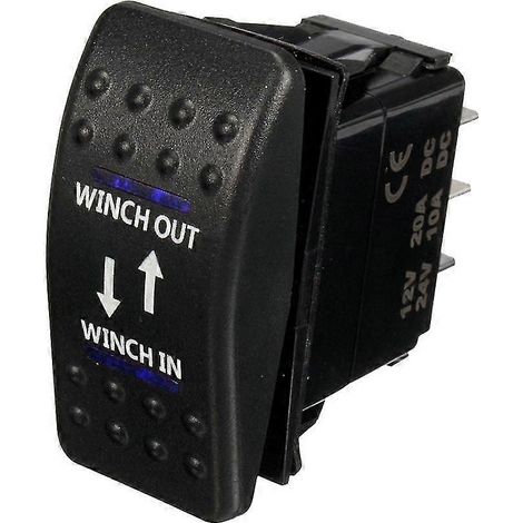 Interrupteur à bascule marche/arrêt/marche pour treuil 12 V 20 A, 7 broches, LED bleue (1/4)