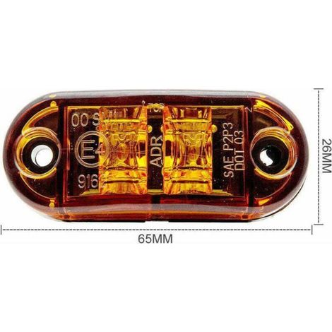 Feux Gabarit Latéraux - LED Orange 12V/24V - Universel Pour Remorque Camion Caravane Bateau - 4 Pièces (1/4)