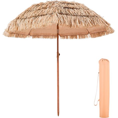 Hawaiianischer Kipp-Sonnenschirm mit synthetischem PP-Stroh, 200 cm Durchmesser und 8 Metallstreben für Strand, Terrasse und Pool (1/5)