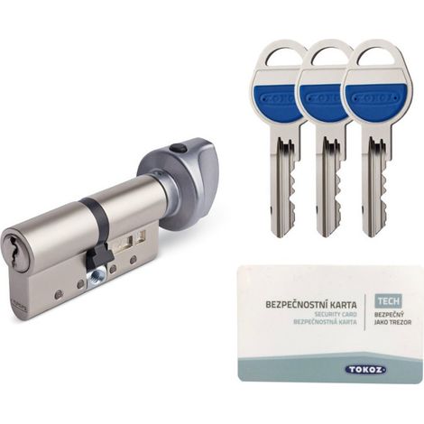 Cylindre de serrure haute sûreté à bouton – Dimensions 30x30 mm – 3 clés protégées – Serrure à billes sur acier trempé – Certifié EN1303 – Tokoz (1/4)