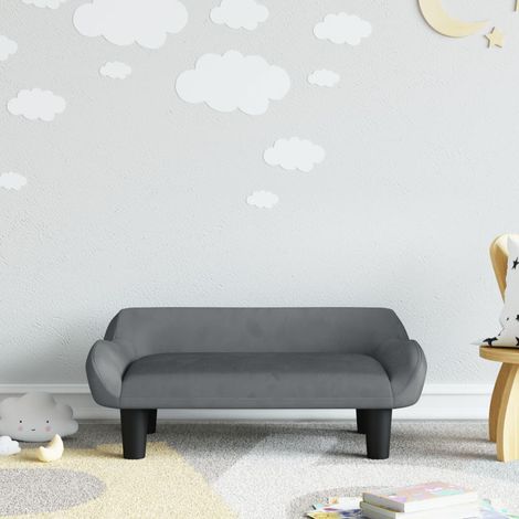 Canapé pour enfants, Fauteuil enfants, Canapé Relax Salon, Canapé droit fixe gris foncé 70x40x24 cm velours MJU4342 (1/5)