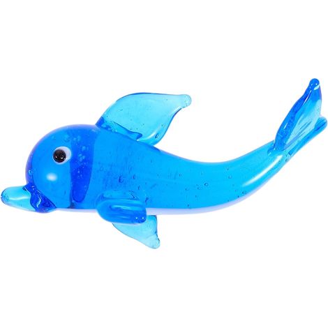Figurine de Dauphin en Verre Bleu Décorative et Créative pour Bureau et Décoration de Table en Matériau Synthétique (1/5)