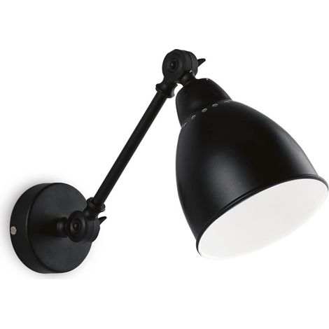 Applique Industrial-Minimal Newton Metallo Nero 1 Luce E27