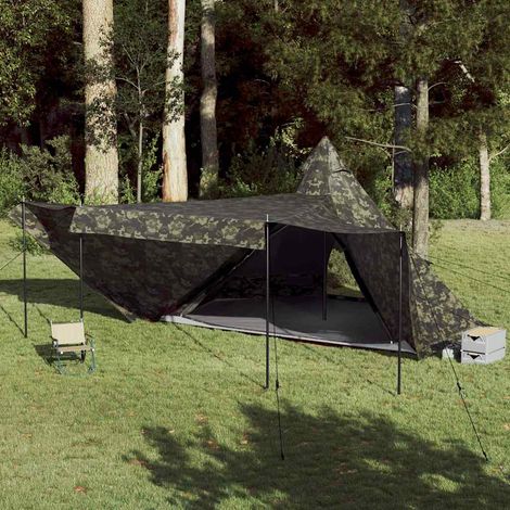 vidaXL Tienda campaña familiar tipi 8 personas impermeable camuflaje (1/5)