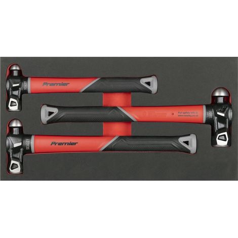 Sealey AK2033 Premier Ball Pein Hammer Set with Fibreglass Shafts 3pc