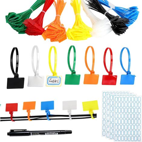 Lot de 250 serre-câbles avec champ d'étiquetage - 150 x 3 mm - Serre-câbles colorés - Résistants aux UV - Résistants à la chaleur - Avec 1 marqueur pour la logistique, le transport de bagages, le (1/5)