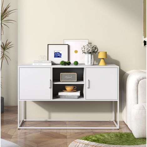 meuble rangement buffet 6 compartiments métal blanc OKMYHOME (1/5)