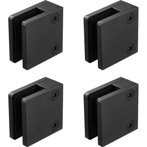 Mophorn 40 Stück Glasklemmen, quadratische Geländerhalterung für 0,31"-0,47" gehärtetes Glas, 304 Edelstahl-Montageklemme für Balkon, Garten, Terrasse, Treppe, schwarz