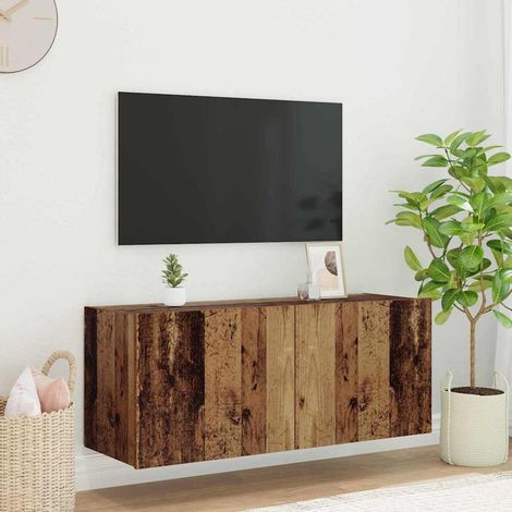 Meuble TV mural-Banc TV-Meuble Télé Bois Ancien 100 x 35 x 41 cm Bois d'ingénierie (1/5)