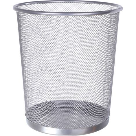 Metal Mesh Trash Can Round Open Waste Basket Garbage Container Bin for Home Kitchen Bathroom Office Room Grey (1/5)