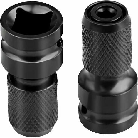 Impact socket adapter, 1/2" square to 1/4" hex, for impact ratchet wrench and screwdriver bit holder - 2 pieces (1/5)