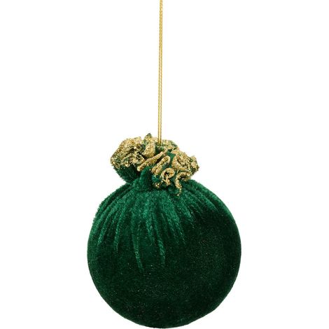 Déco Sapin Boule de Noël D 8 cm Velours Vert et Doré - Feeric Christmas (1/2)