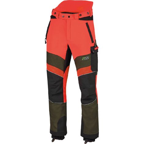 Pantalon anti-coupures PSS X-treme Breeze Rouge fluo/Vert Taille 102 Mince et grand