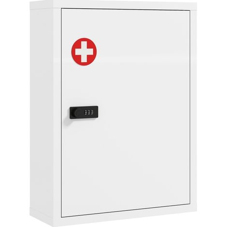 Medizinschrank de pared con cerradura de combinación, acero blanco, 40 x 15 x 53,5 cm (1/5)