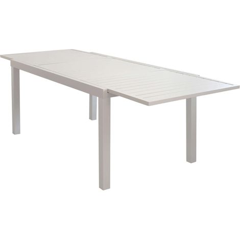 Tavolo estensibile 160/240 cm da esterno giardino con struttura in alluminio e piano in doghe Dallas - Tortora