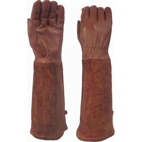 Gants en peau de mouton à manches longues, gants de plantation en cuir, gants de travail de jardinage anti-coups multifonctions (1/4)