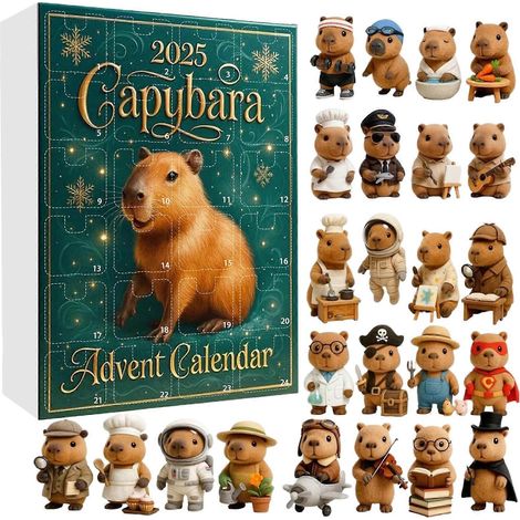 Calendrier de l'Avent Capybara 24 jours - Adorables décorations de Noël Capybara - Compte à rebours - Pendentif sapin de Noël et cadeaux surprises (1/5)