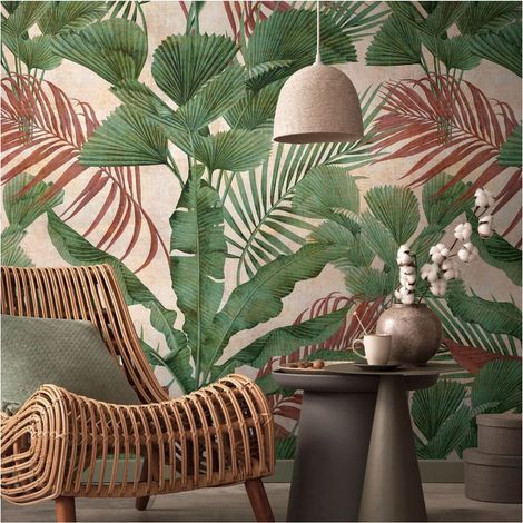 Photo wallpaper wall Profhome 391852 hot embossed non-woven wallpaper smooth with jungle elements matt green beige red brown 1,59 m x 2,8 m (1/5)
