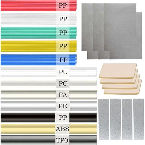 106 x Plastic Welding Rods, Welding Rods, ABS/TPO/PE/PP/PC/PA/PU Welding Wires with Multi-coloured Patch Net Welding Sticks for Plastic Welding Repairs (1/5)