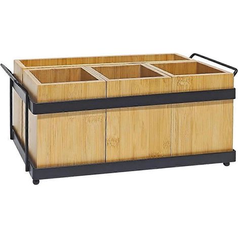Besteckhalter aus Holz, Besteckaufbewahrung, Papptellerspender, Partybesteckhalter, Utensilienhalter (1/5)