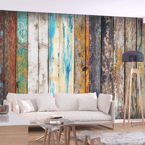 Fotomurale adesivo - Wooden Rainbow - 392x280