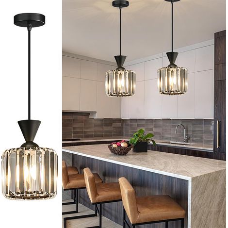 Lustre en cristal, adapté aux îlots de cuisine, aux bars, aux salles à manger et aux suspensions de chambre à coucher. Lustre cylindrique en cristal, réglable (1/4)