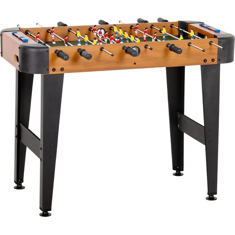 Mesa de futbolín de 92 cm, 22 jugadores, 2 pelotas, marcadores manuales, asas antideslizantes, color marrón.