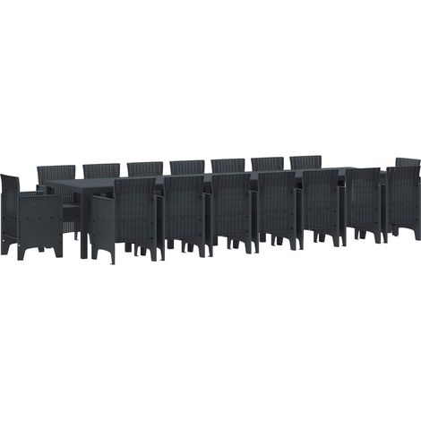 Garten-Esszimmergarnitur mit Kissen 17 pcs Anthrazit PP (1/4)