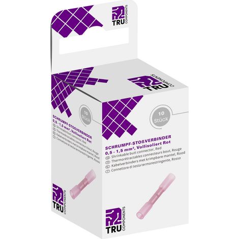 TRU COMPONENTS T1904C068 Stoßverbinder mit Schrumpfschlauch 0.50 mm² 1.50 mm² Vollisoliert Rot 10 St (1/2)
