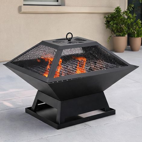 Brasero preto en aço 45 x 45 x 34 cm (1/5)