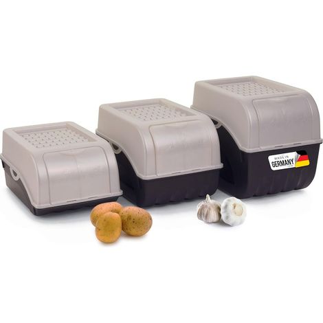 Ensemble 3 boîtes rangement pommes de terre 3,5L+5L+9L blanc nacré