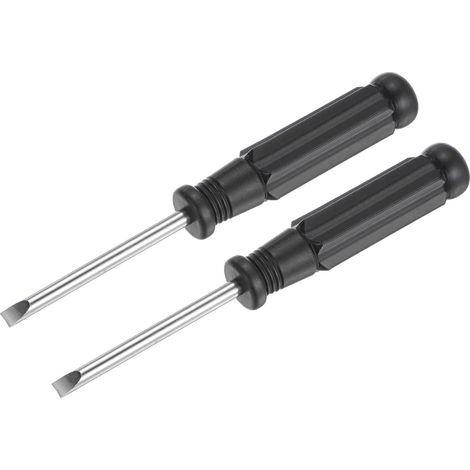 Mini Fendue Tournevis, 4.0mm Plat Tête avec Noir Poignée pour Petit Appareils électroménagers, 2 Pcs (1/4)